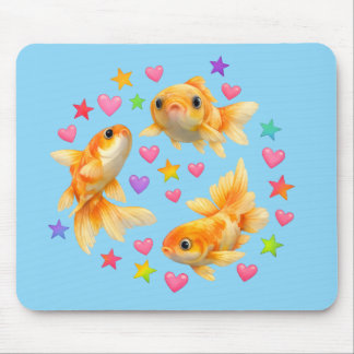 Alfombrilla De Ratón rainbow stars kawaii cute goldfish pet