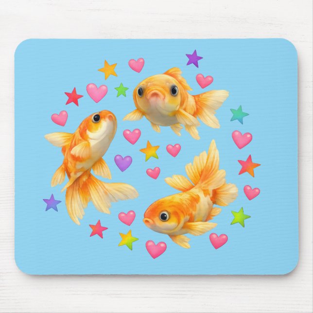 Alfombrilla De Ratón rainbow stars kawaii cute goldfish pet (Frente)