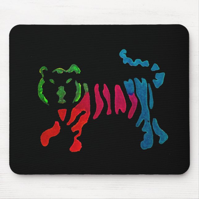 Alfombrilla De Ratón Rainbow stripey tiger art (Frente)