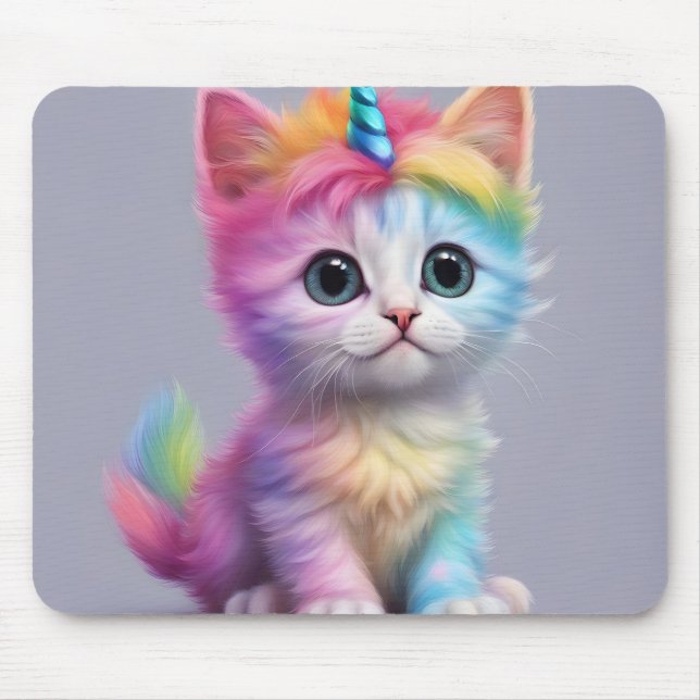 Alfombrilla De Ratón Rainbow Unicorn Kitten (Frente)