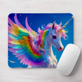Alfombrilla De Ratón Rainbow Winged Prancing Unicorn
