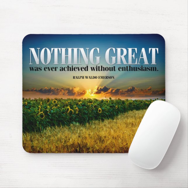 Alfombrilla De Ratón Ralph Waldo Emerson Entusiasmo por la cita Inspira (Con ratón)