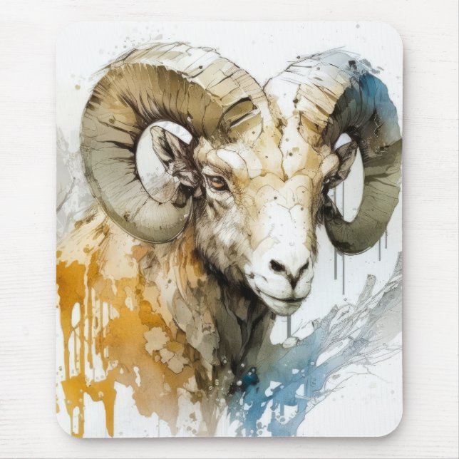 Alfombrilla De Ratón Ram Retrato Animal Pintura Vida salvaje al aire li (Frente)