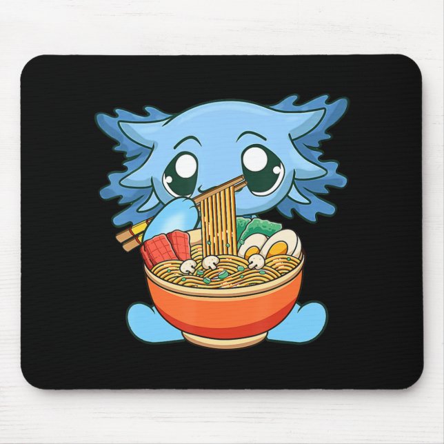 Alfombrilla De Ratón Ramen Axolotl Kawaii Anime Chica de regalo de comi (Frente)