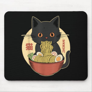 Alfombrilla De Ratón Ramen de gato gráfico divertido japonés gato Kawai