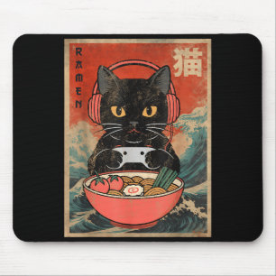 Alfombrilla De Ratón Ramen de gato japonés divertido gráfico kawaii ani