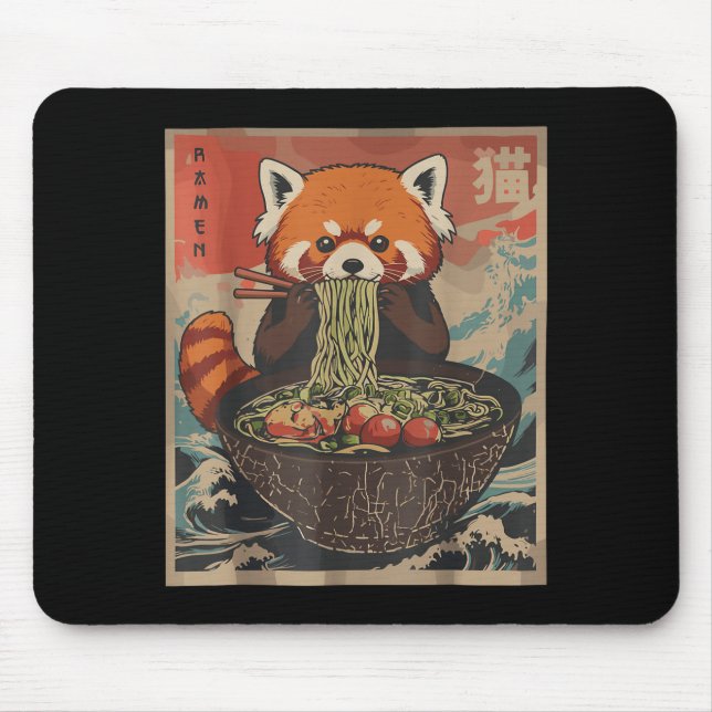Alfombrilla De Ratón Ramen Japanese Graphic Tees Red Panda Anime Shirts (Frente)
