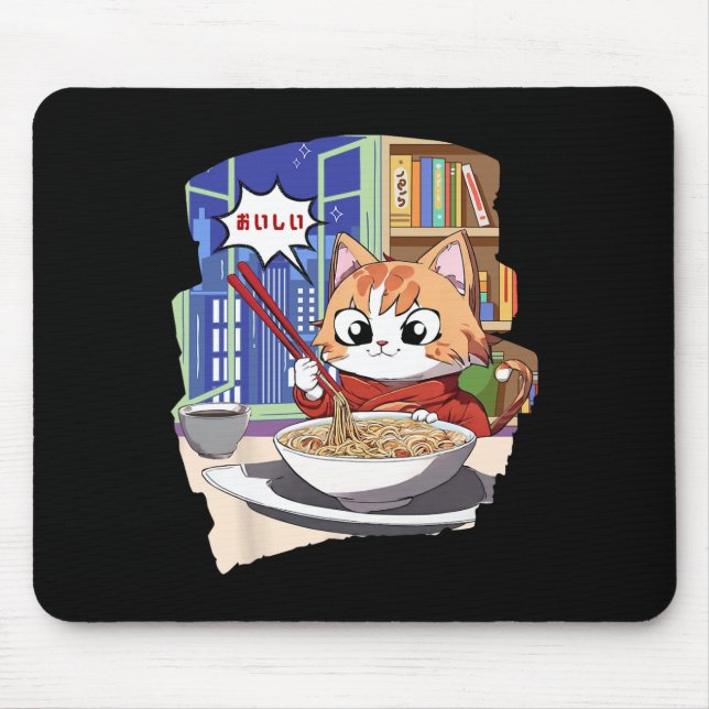 Alfombrilla De Ratón Ramen Kawaii Cat Anime (Frente)