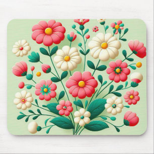 Alfombrilla De Ratón Ramillete vibrante de flores 3D