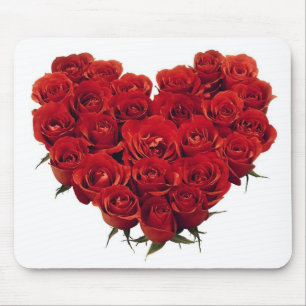 Alfombrilla De Ratón Ramo de rosas de color rojo oscuro en forma de