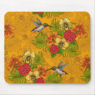 Alfombrilla De Ratón Ramos tropicales y colibríes 2