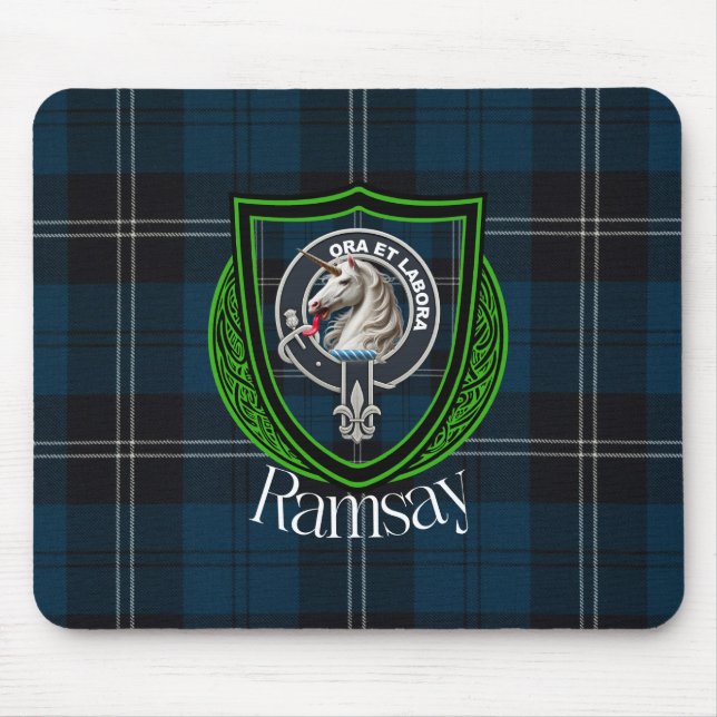 Alfombrilla De Ratón Ramsay Scottish Clan Tartan and Crest  (Frente)