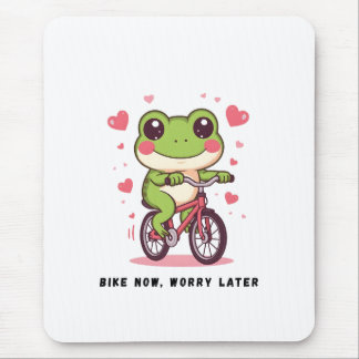 Alfombrilla De Ratón Rana Adorable Montando Bicicleta | Regalo Divertid