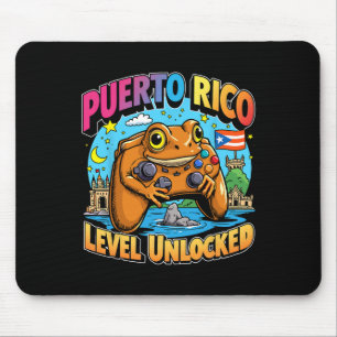 Alfombrilla De Ratón Rana Coqui Gamer Nivel de Puerto Rico Desbloqueado