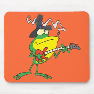 Alfombrilla De Ratón rana divertida tocando bajo guitarra rana caricatu