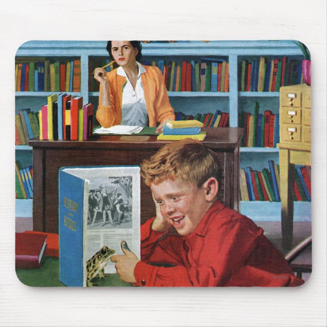 Alfombrilla De Ratón Rana en la biblioteca (Frente)