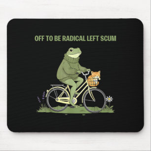 Alfombrilla De Ratón Rana retro bicicleta gato se va a ser escoria radi