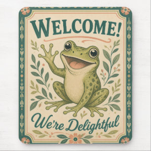 Alfombrilla De Ratón Rana Retro de Bienvenida Somos Encantadores Arte V