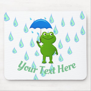 Alfombrilla De Ratón Rana y lluvia kawaii