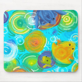 Alfombrilla De Ratón Ranas de colores en agua colorida 