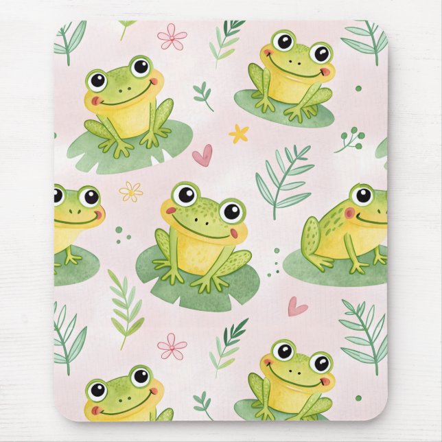 Alfombrilla De Ratón Ranas lindas Patrón (Frente)