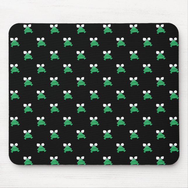 Alfombrilla De Ratón Ranas verdes en el cojín de ratón negro (Frente)