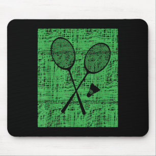 Alfombrilla De Ratón Raquetas de bádminton y volante vintage