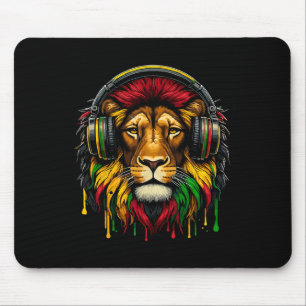 Alfombrilla De Ratón Rasta Raggae Jamaica Auriculares Musicales León De