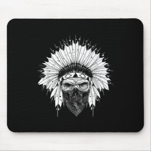 Alfombrilla De Ratón Rastro del cráneo indio, tatuaje nativo americano,