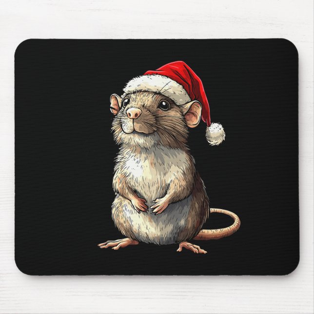 Alfombrilla De Ratón Rat Santa Hat Xmas Rat Lovers Boys Girls Christmas (Frente)