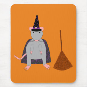 Alfombrilla De Ratón Rata de bruja de Halloween y sala