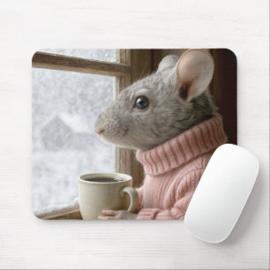 Alfombrilla De Ratón Ratón con una taza de café