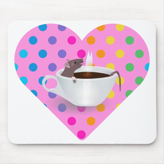 Alfombrilla De Ratón ratón de café de corazón (Frente)