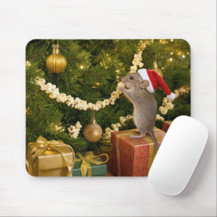 Alfombrilla De Ratón Ratón de Navidad Comiendo Rositas de Maíz en la gu