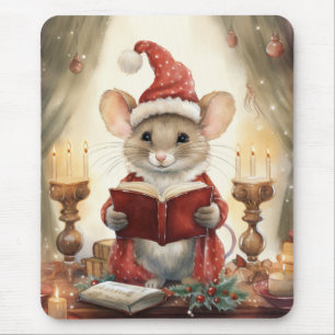 Alfombrilla De Ratón Ratón de Navidad leyendo