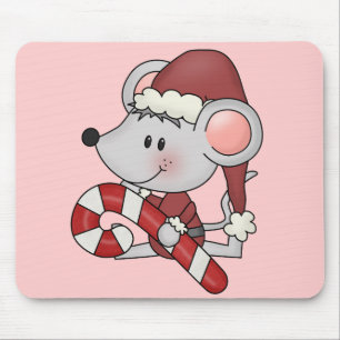 Alfombrilla De Ratón Ratón del navidad con el bastón de caramelo