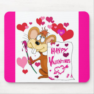 Alfombrilla De Ratón Ratón feliz del día de San Valentín