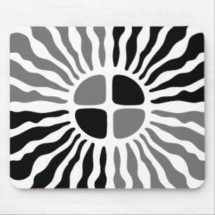 Alfombrilla De Ratón Ratón Geométrico Retro Mod Negro y Blanco Explosió