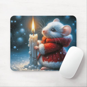 Alfombrilla De Ratón Ratón navidad con Vela brillante