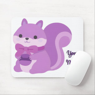 Alfombrilla De Ratón Ratón personalizado morado de ardilla sentada kawa