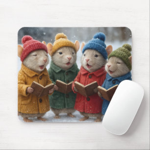 Alfombrilla De Ratón Ratones De Navidad Cantando En La Nieve