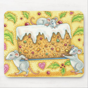 Alfombrilla De Ratón Ratos adorables de Navidad llevando un postre de p