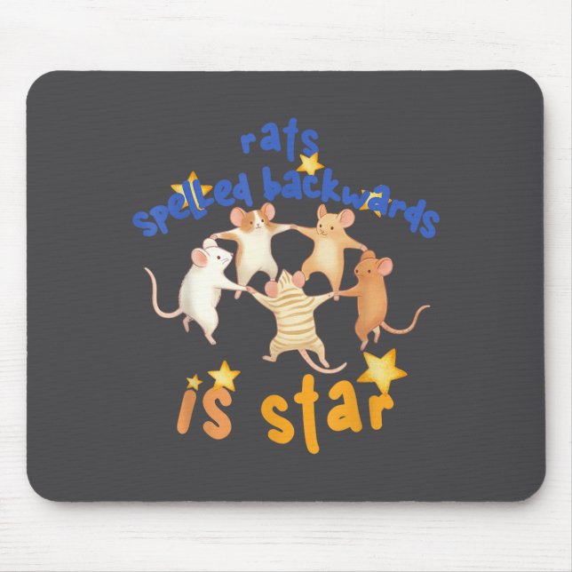Alfombrilla De Ratón Rats Spelled Backwards Is Star Funny Rat Meme Rat  (Frente)