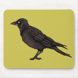 Alfombrilla De Ratón Raven Creepy Crow Bright Gothic Ink Art