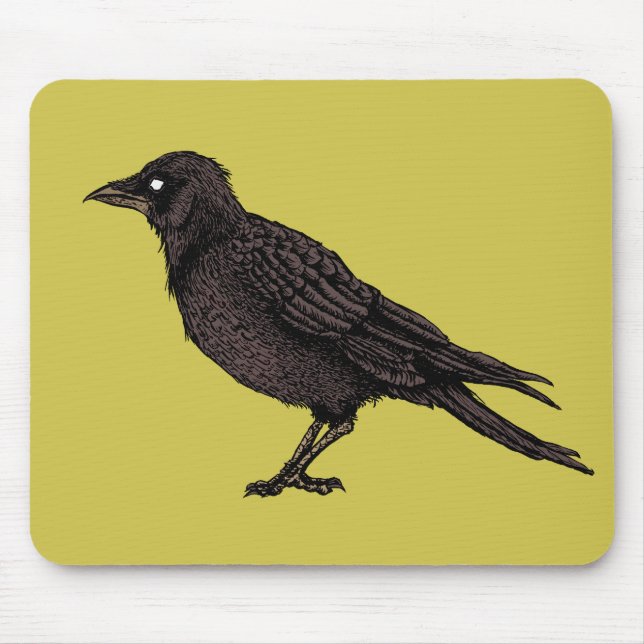 Alfombrilla De Ratón Raven Creepy Crow Bright Gothic Ink Art (Frente)