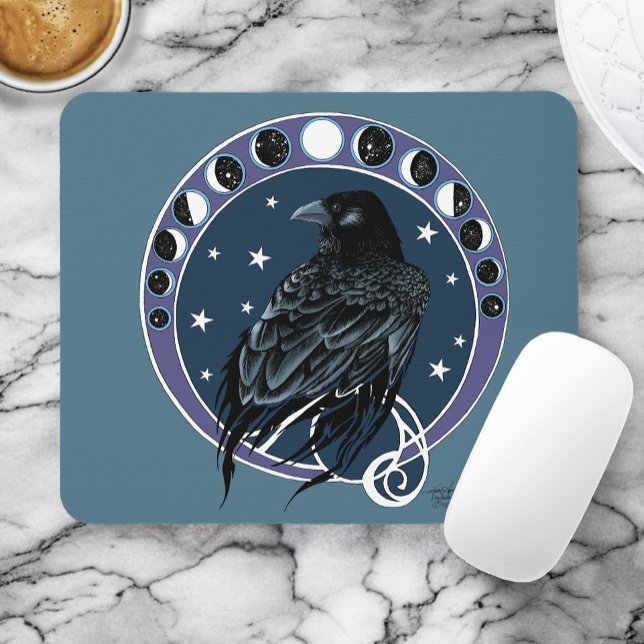 Alfombrilla De Ratón Raven Moon Phases Stars Blue (Subido por el creador)