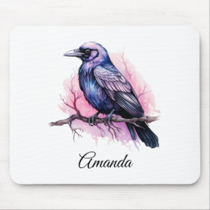 Alfombrilla De Ratón Raven negro en un Ilustracion de sucursal