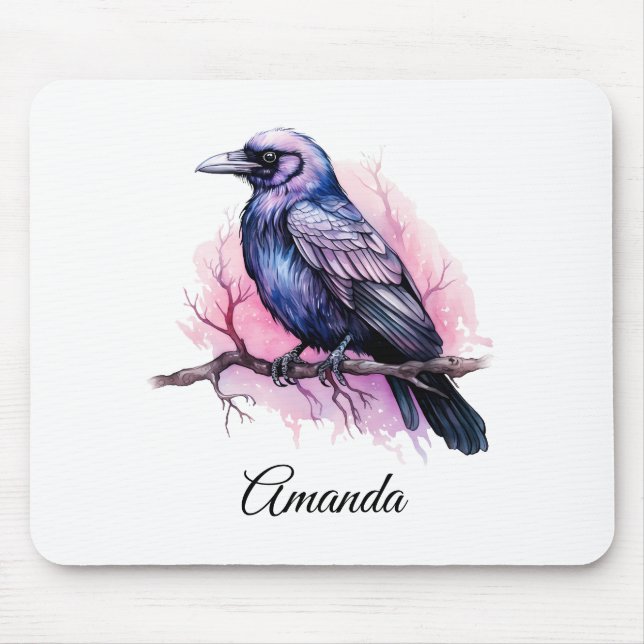 Alfombrilla De Ratón Raven negro en un Ilustracion de sucursal (Frente)