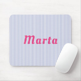 Alfombrilla De Ratón rayado azul con el nombre rosado mousepad