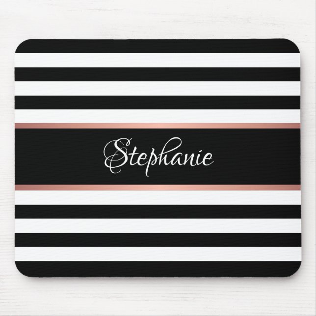 Alfombrilla De Ratón Rayas blancas negras personalizadas (Frente)